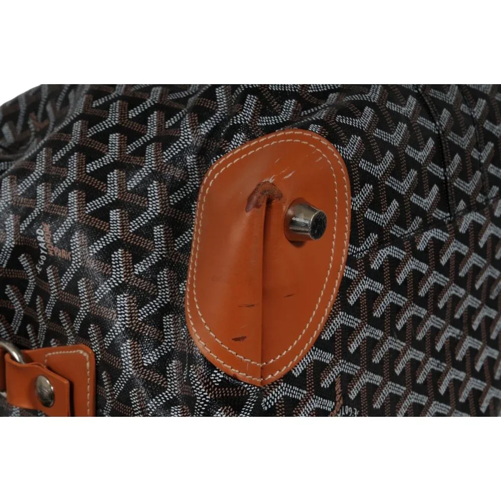Goyard Boeing 45 Black Brown Leather Duffle Travel Carry On Vacation Weekend Bag